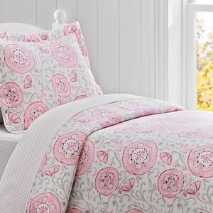 Pottery Barn Kids Casey pink twin duvet cover NWT